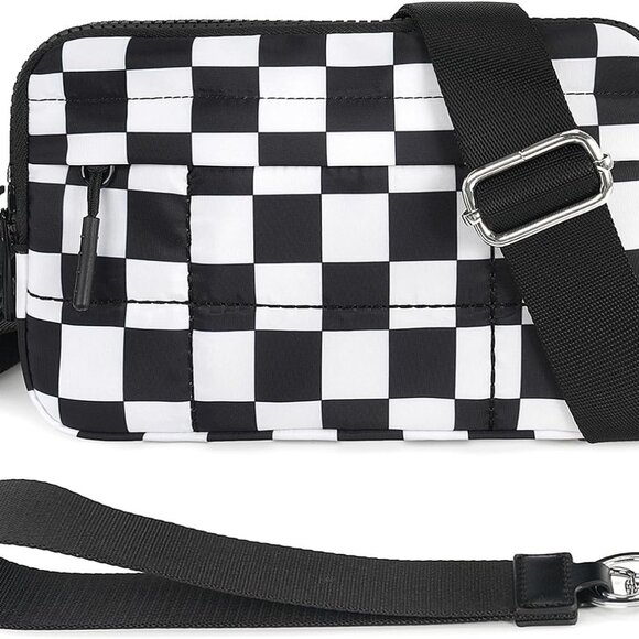 Small Crossbody Bags for Women Nylon Quilted Wristlet RFID Wallets with 4 Zipper - Picture 1 of 7